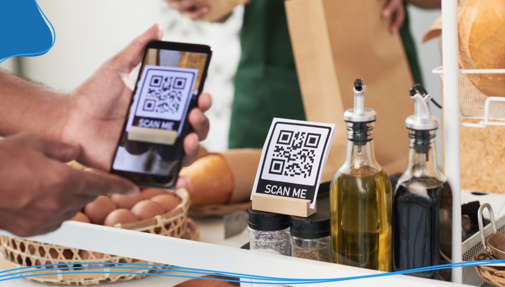 Person scanning a QR code with a smartphone