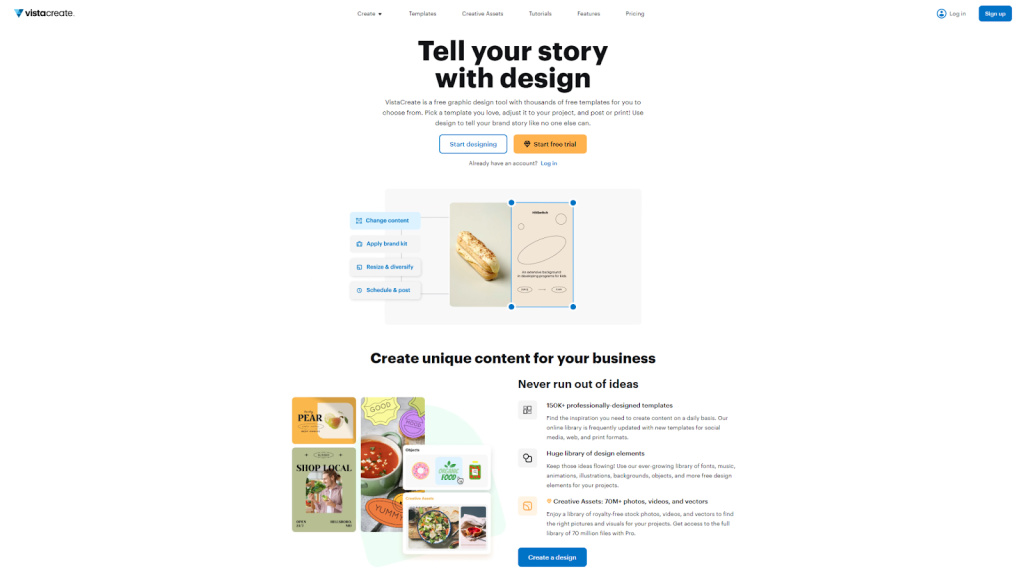 Vistacreate Homepage