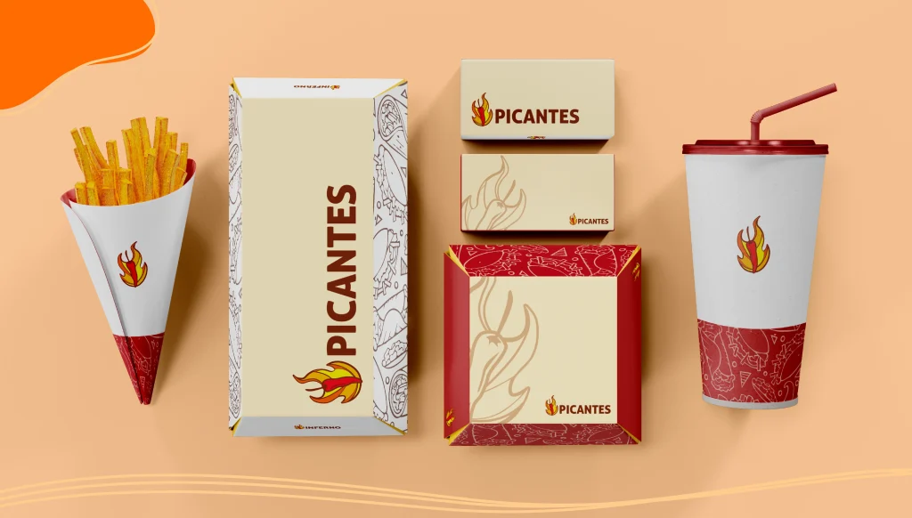Examples of different packaging with geometric logos