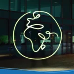 Neon glow of modern art on an urban night backdrop